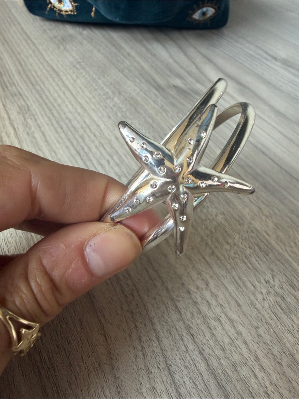 Brighton Silver Starfish Cuff Bracelet with Crystal Accents